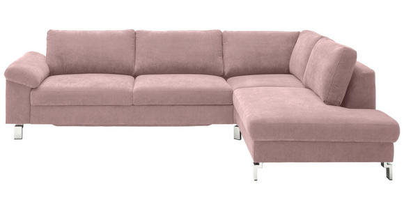 ECKSOFA Rosa Velours  - Chromfarben/Rosa, Design, Textil/Metall (281/200cm) - Hom`in