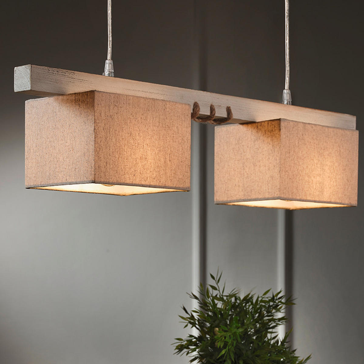 HÄNGELEUCHTE 80/15/100 cm   - Beige, Natur, Holz/Textil (80/15/100cm)