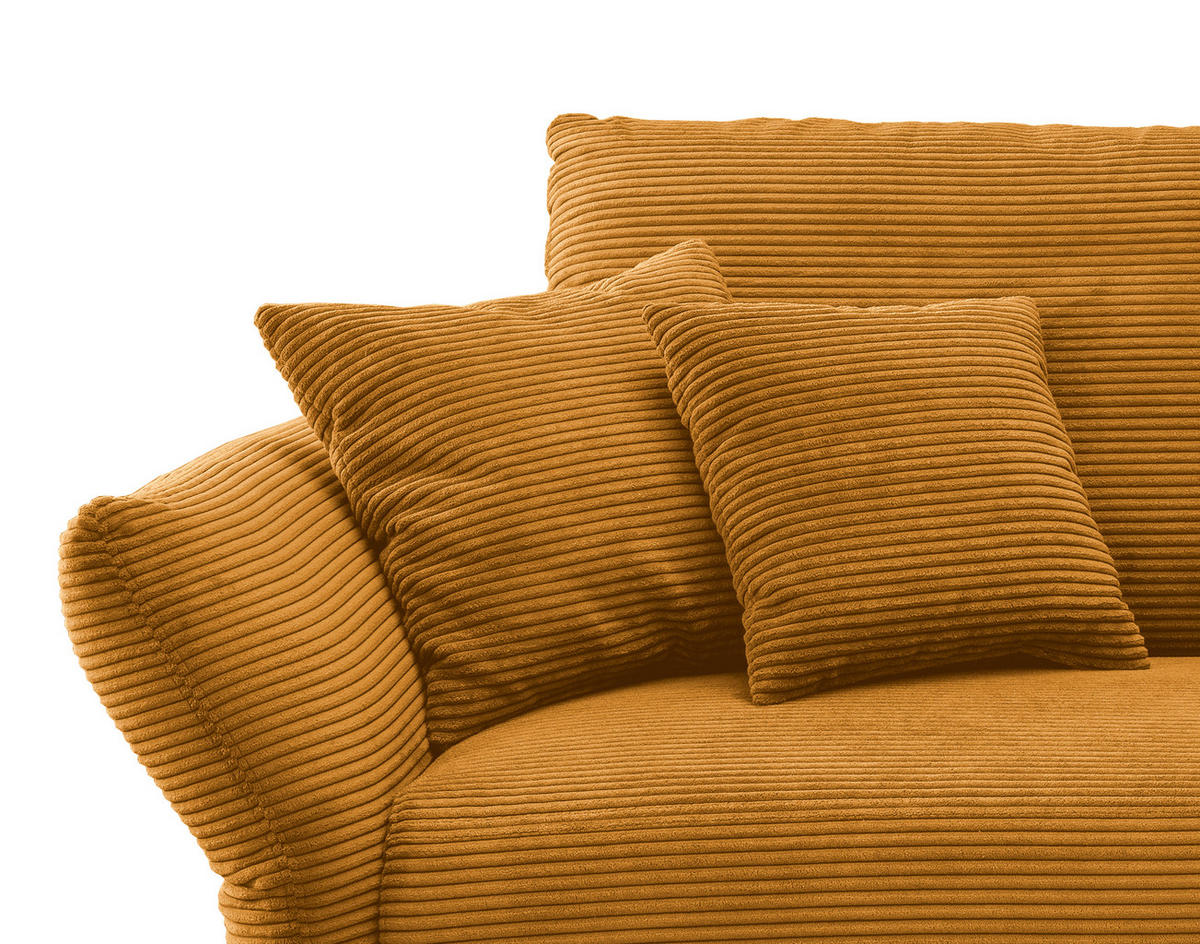 ECKSOFA in Cord Goldfarben  - Goldfarben/Schwarz, Design, Textil/Metall (256/256cm) - Livetastic