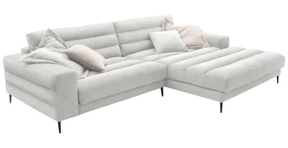 ECKSOFA in Flachgewebe Creme  - Creme/Schwarz, Design, Textil/Metall (296/207cm) - Dieter Knoll