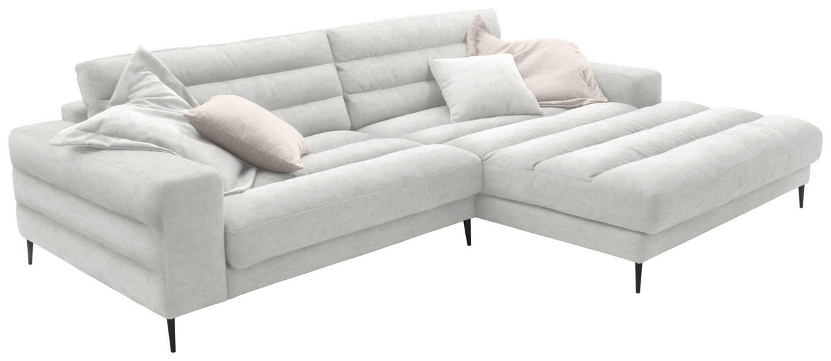 ECKSOFA in Flachgewebe Creme  - Creme/Schwarz, Design, Textil/Metall (296/207cm) - Dieter Knoll
