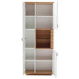 VITRINE  in furniert Wildeiche Weiß, Wildeiche - Wildeiche/Anthrazit, Design, Glas/Holz (80/202/37cm) - Novel