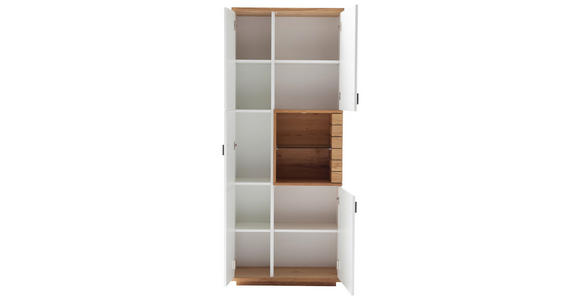 VITRINE in furniert Wildeiche Weiß, Wildeiche - Wildeiche/Anthrazit, Design, Glas/Holz (80/202/37cm) - Novel