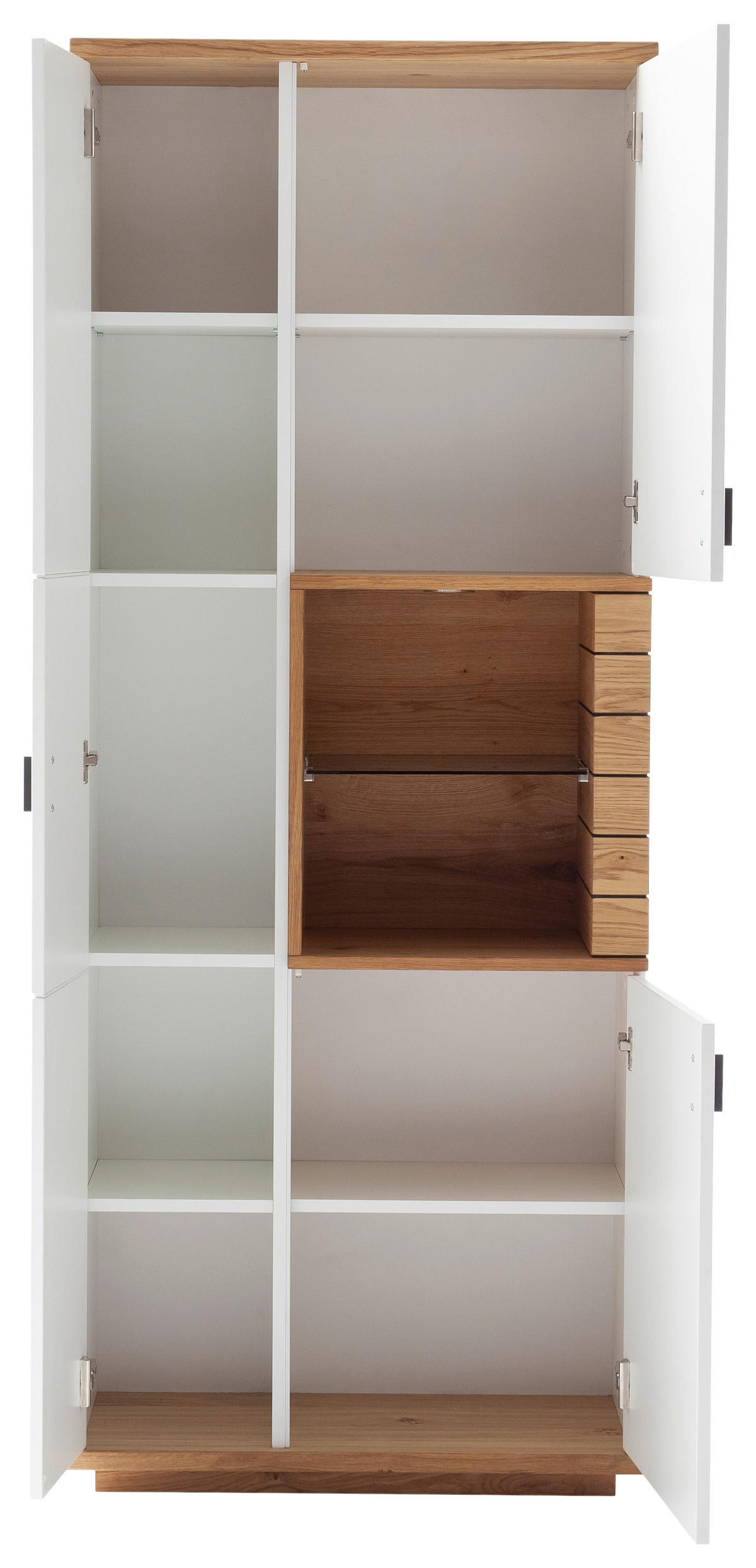 VITRINE Weiss, Wildeiche  80/202/37 cm  - Wildeiche/Weiss, Design, Glas/Holz (80/202/37cm) - Novel