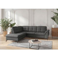 ECKSOFA in Echtleder Anthrazit  212/244 cm  - Anthrazit/Schwarz, MODERN, Leder/Metall (212/244cm) - Sit & More