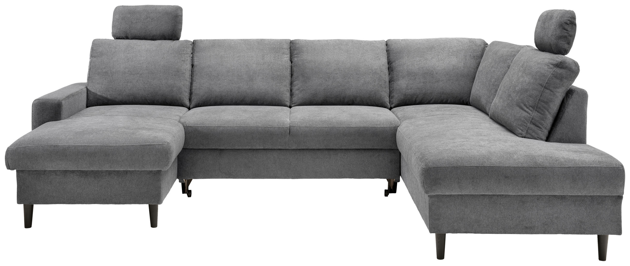WOHNLANDSCHAFT in Chenille Dunkelgrau - Dunkelgrau/Schwarz, Modern, Holz/Textil (153/305/200cm) - Livetastic