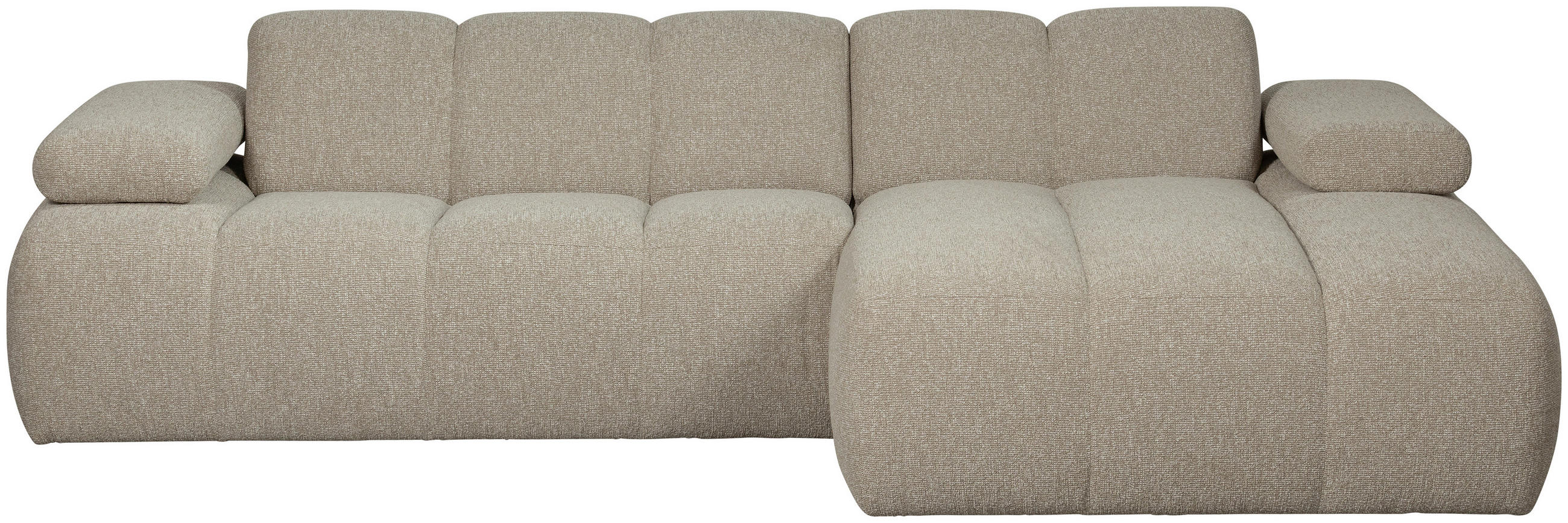 ECKSOFA Mojo Beige Bouclé Rücken echt, Armteilverstellung  - Beige/Schwarz, Design, Kunststoff/Textil (284/160cm) - Livetastic