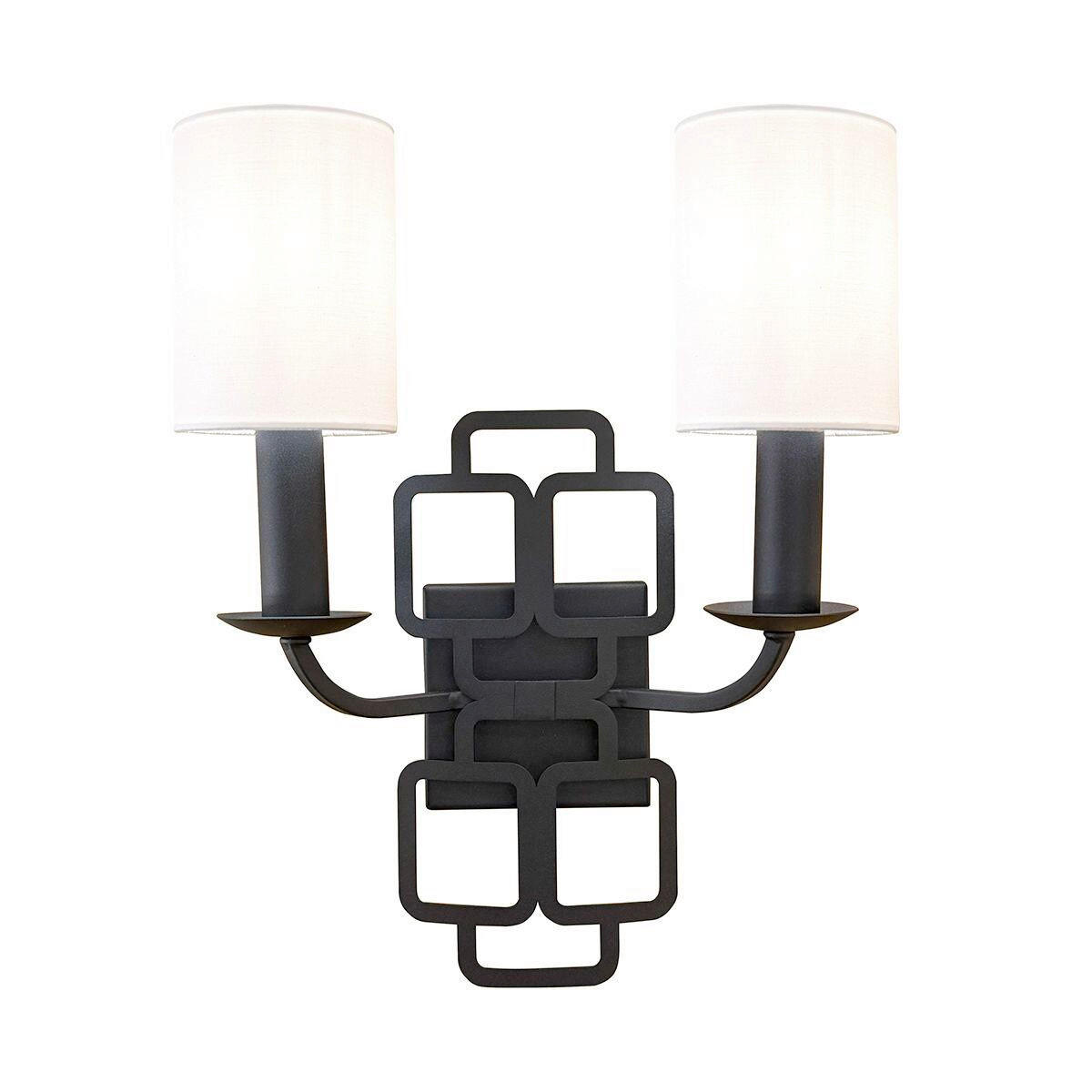 WANDLEUCHTE Hinkley 42,4/33/14 cm  - Schwarz, Design, Textil/Metall (42,4/33/14cm) - Elstead Lighting