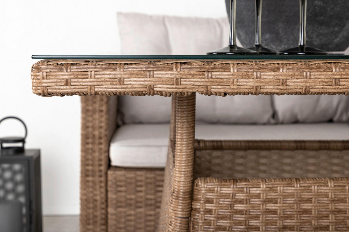 LOUNGEGARNITUR   Rattan  - Braun, KONVENTIONELL, Holz - Gardenson