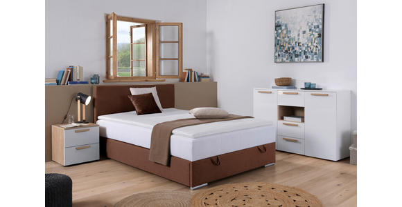 BOXBETT 90/200 cm in Braun - Chromfarben/Braun, KONVENTIONELL, Kunststoff/Textil (90/200cm) - Carryhome