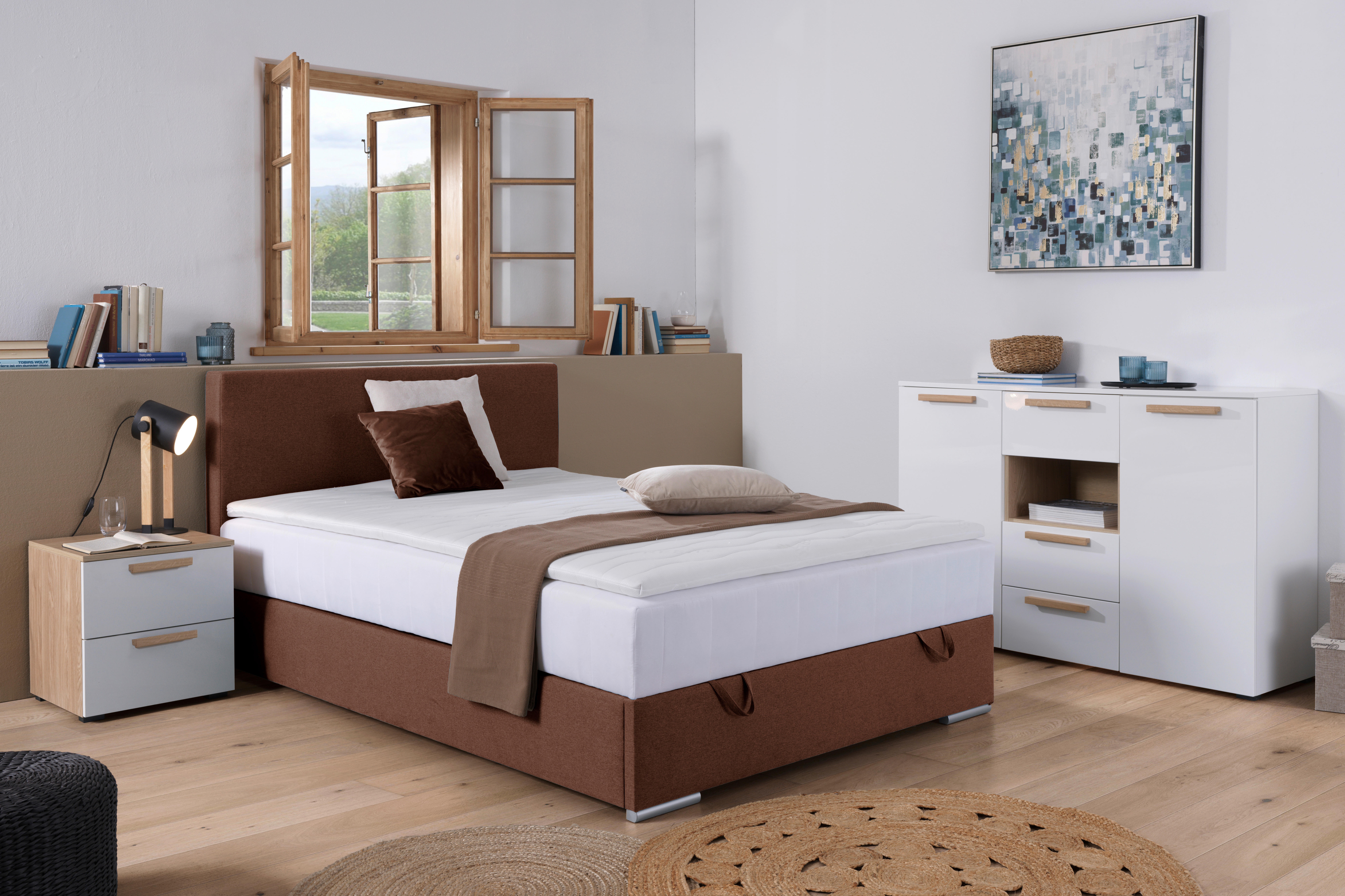 BOXBETT 120/200 cm  in Braun  - Chromfarben/Braun, KONVENTIONELL, Kunststoff/Textil (120/200cm) - Boxxx