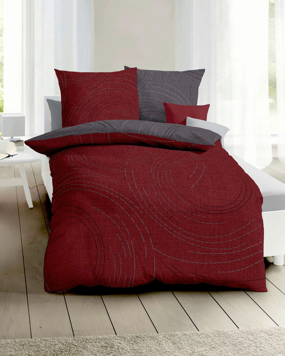 BETTWÄSCHE Jaro Makosatin 155/220 cm  - Dunkelrot, Design, Textil (155/220cm) - Kaeppel