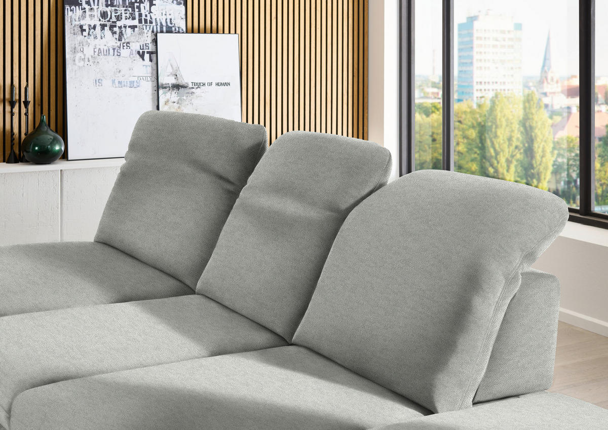 ECKSOFA Chenille Silberfarben  - Silberfarben/Schwarz, Design, Textil/Metall (198/288cm) - Beldomo Style