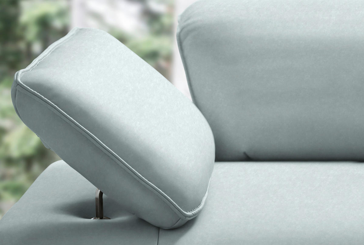 ECKSOFA Echtleder Hellblau  - Anthrazit/Hellblau, Design, Leder/Metall (290/230cm) - Johann Jakob