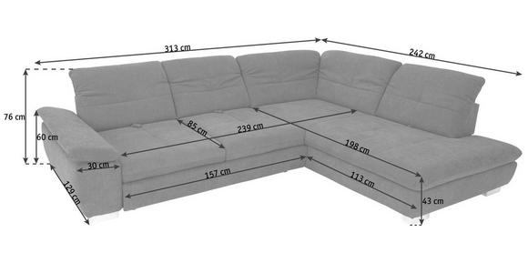 ECKSOFA Türkis, Petrol Chenille  - Türkis/Chromfarben, Design, Textil (313/242cm) - Xora