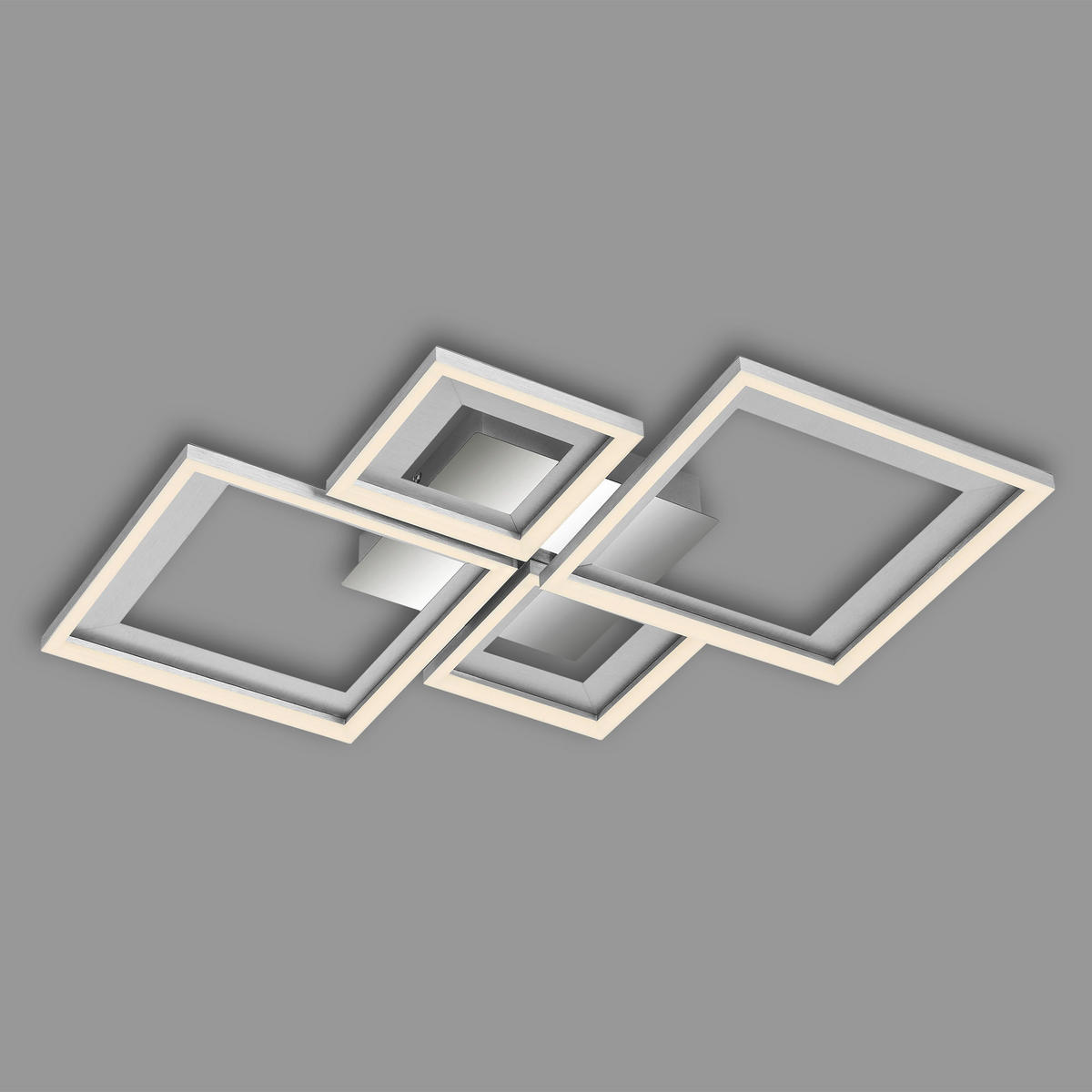 LED MENNYEZETI LÁMPA - krómszínű/alumíniumszínű, Basics, műanyag/fa (53/53/8cm)