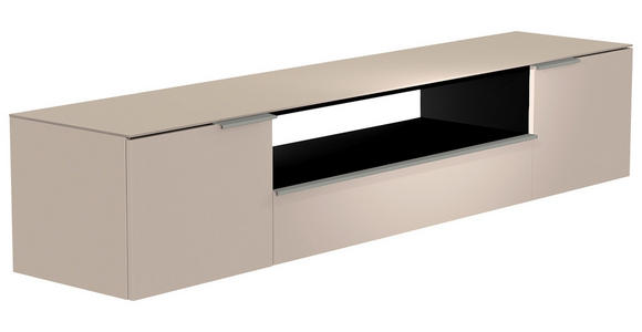 LOWBOARD  in 210/41/45 cm  - Sandfarben/Alufarben, Design, Glas/Holzwerkstoff (210/41/45cm) - Moderano