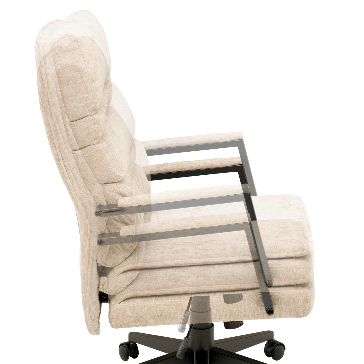 CHEFSESSEL Webstoff Beige  - Beige/Schwarz, Modern, Kunststoff/Textil (58/110-120/62cm) - MID.YOU