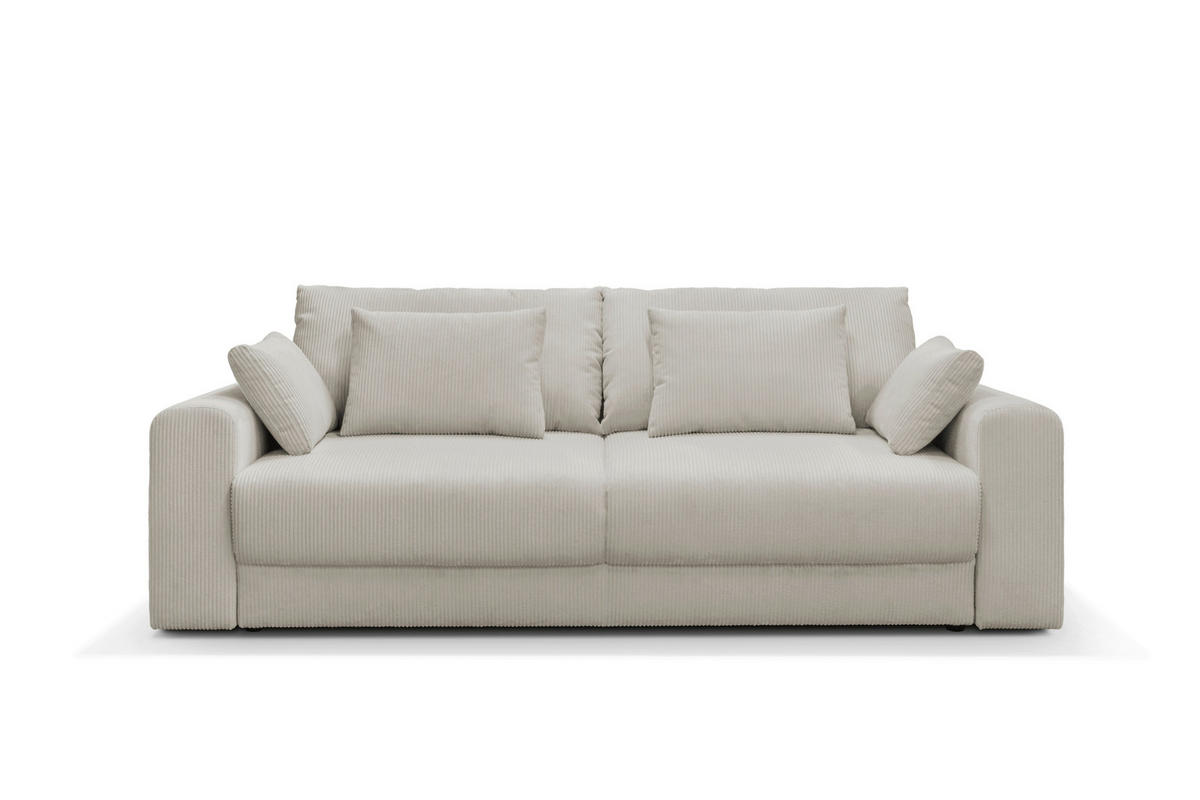 3-SITZER-SOFA MEGA Cord Hellgrau  - Hellgrau/Schwarz, Design, Textil (252/94/126cm) - MID.YOU