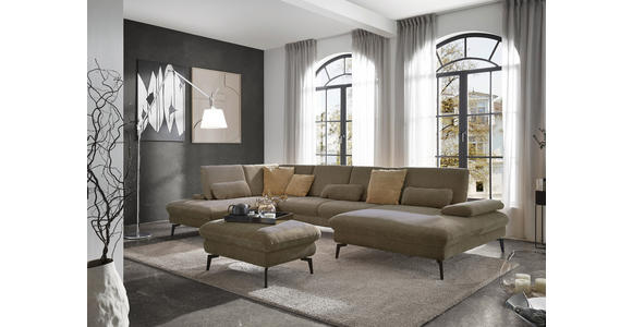 WOHNLANDSCHAFT in Webstoff Hellbraun - Hellbraun/Schwarz, Design, Textil/Metall (208/354/157cm) - Dieter Knoll