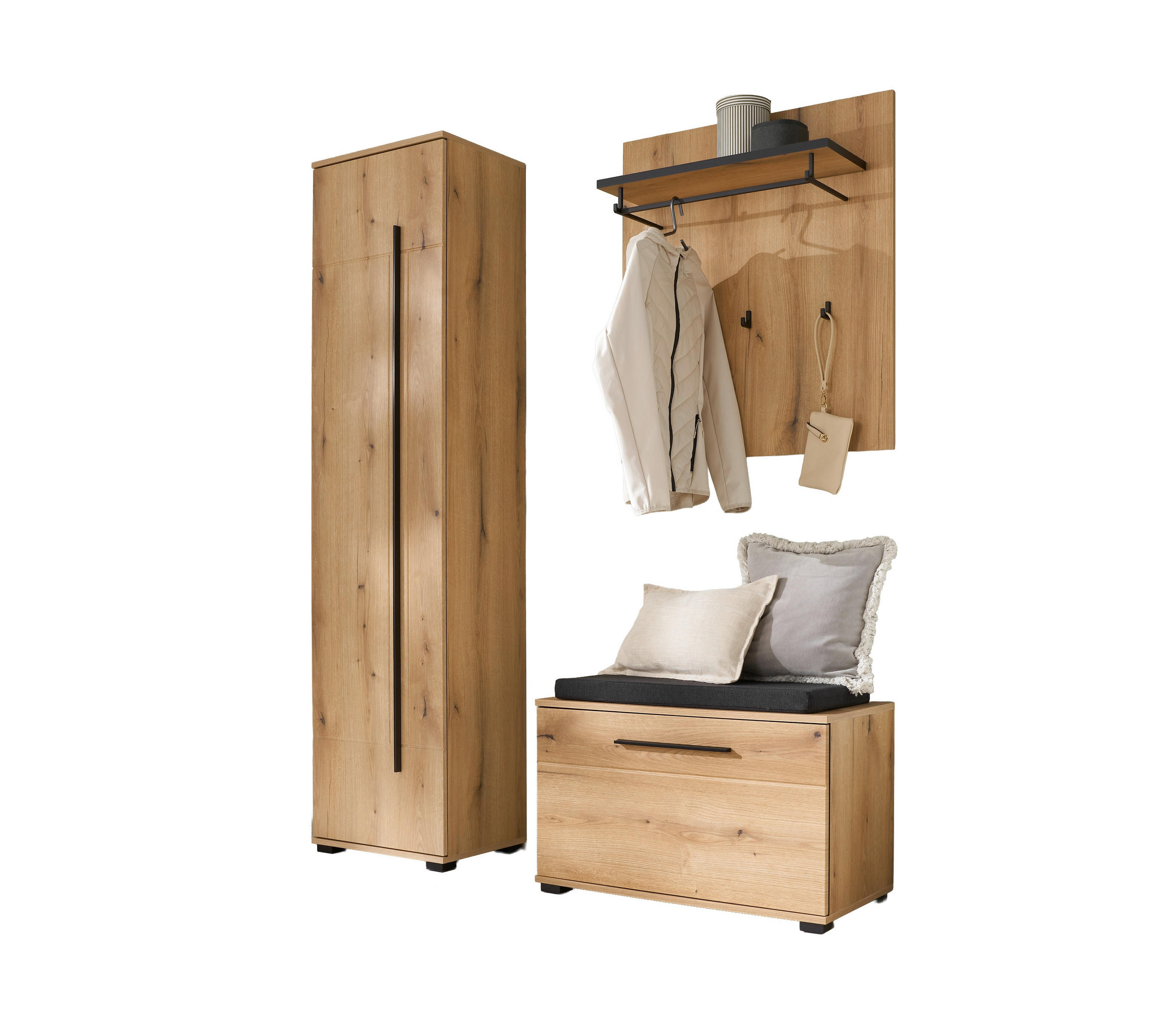 GARDEROBE 4-teilig  in 140/201/39 cm  - Eichefarben, MODERN, Holzwerkstoff (140/201/39cm) - MID.YOU