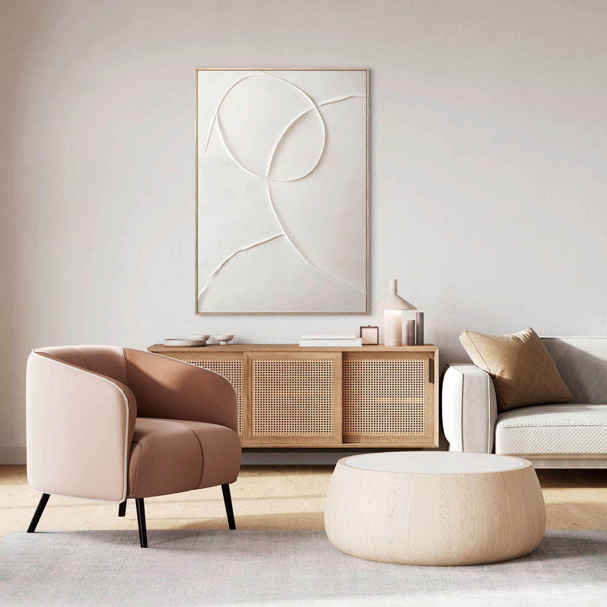 LEINWANDBILD Abstraktes 70/100 cm  - Beige, Basics, Holz/Textil (70/100cm)