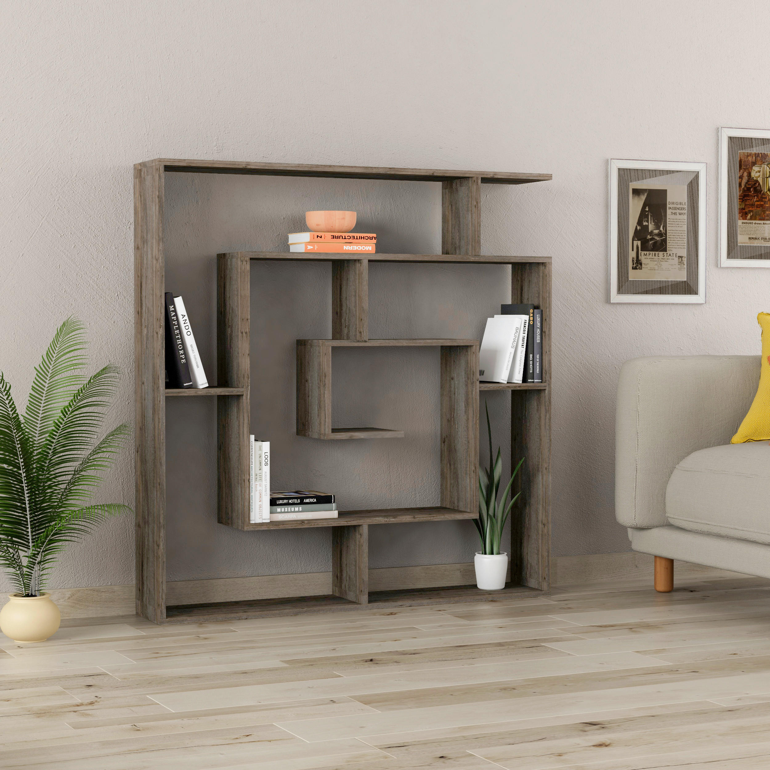 BÜCHERWAND Eiche dunkel  - Eiche dunkel, Design, Holzwerkstoff (125/129/22cm) - Livetastic