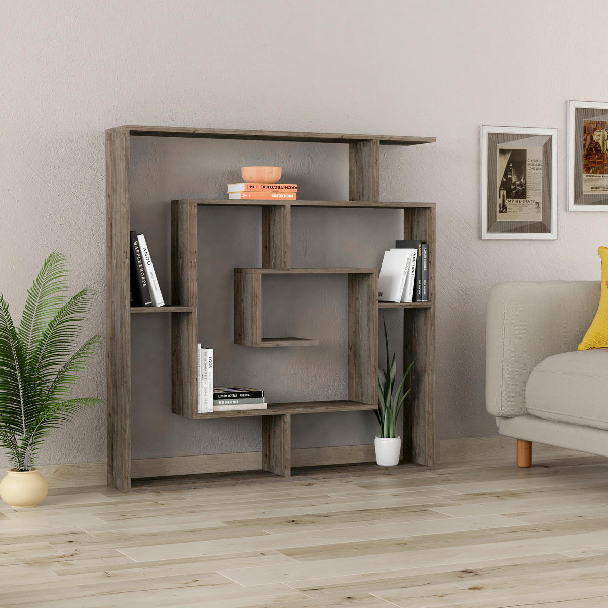 BOKHYLLA i 125/129/22 cm mörk ek  - mörk ek, Design, trämaterial (125/129/22cm) - Livetastic