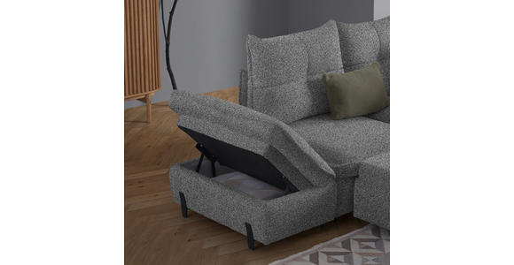 ECKSOFA in Bouclé Hellgrau - Hellgrau/Schwarz, Design, Textil/Metall (220/250cm) - Xora