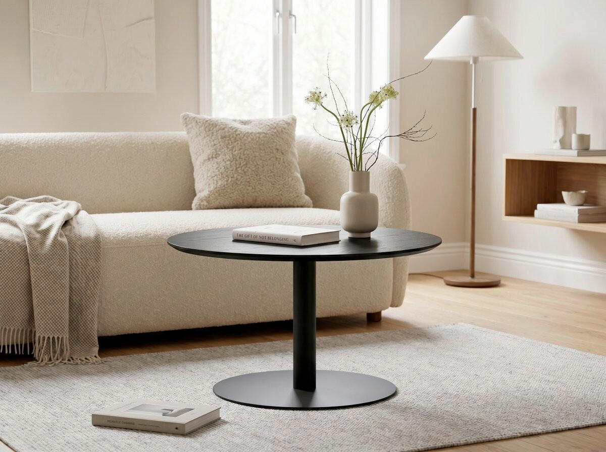 COUCHTISCH 60/60/37 cm rund Schwarz  - Schwarz, Design, Holzwerkstoff/Metall (60/60/37cm) - Xora