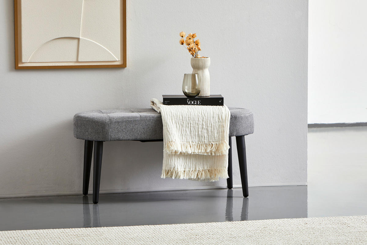 HOCKERBANK 95/46/38 cm Hellgrau  - Hellgrau, Design, Textil/Metall (95/46/38cm) - MID.YOU