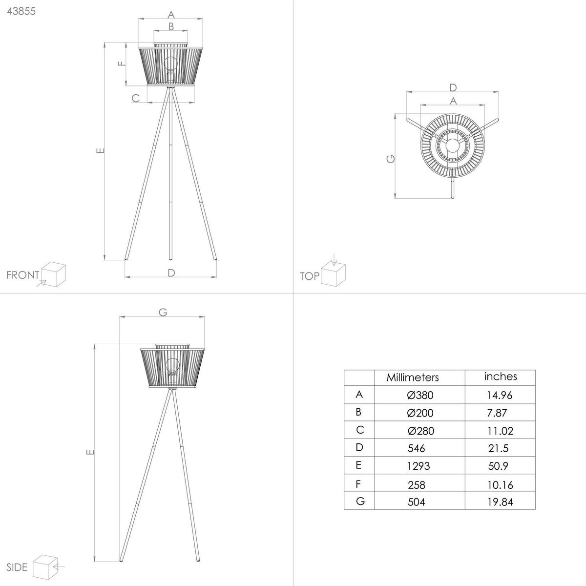 STEHLEUCHTE 38/129,5 cm    - Schwarz/Naturfarben, Design, Holz/Metall (38/129,5cm) - Eglo