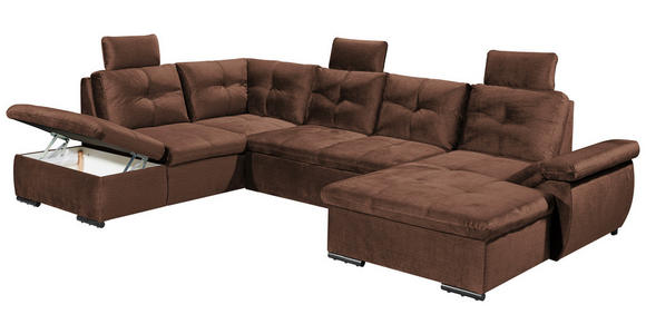 WOHNLANDSCHAFT in Mikrovelours Kupferfarben  - Schwarz/Kupferfarben, KONVENTIONELL, Kunststoff/Textil (217/334/127cm) - Carryhome