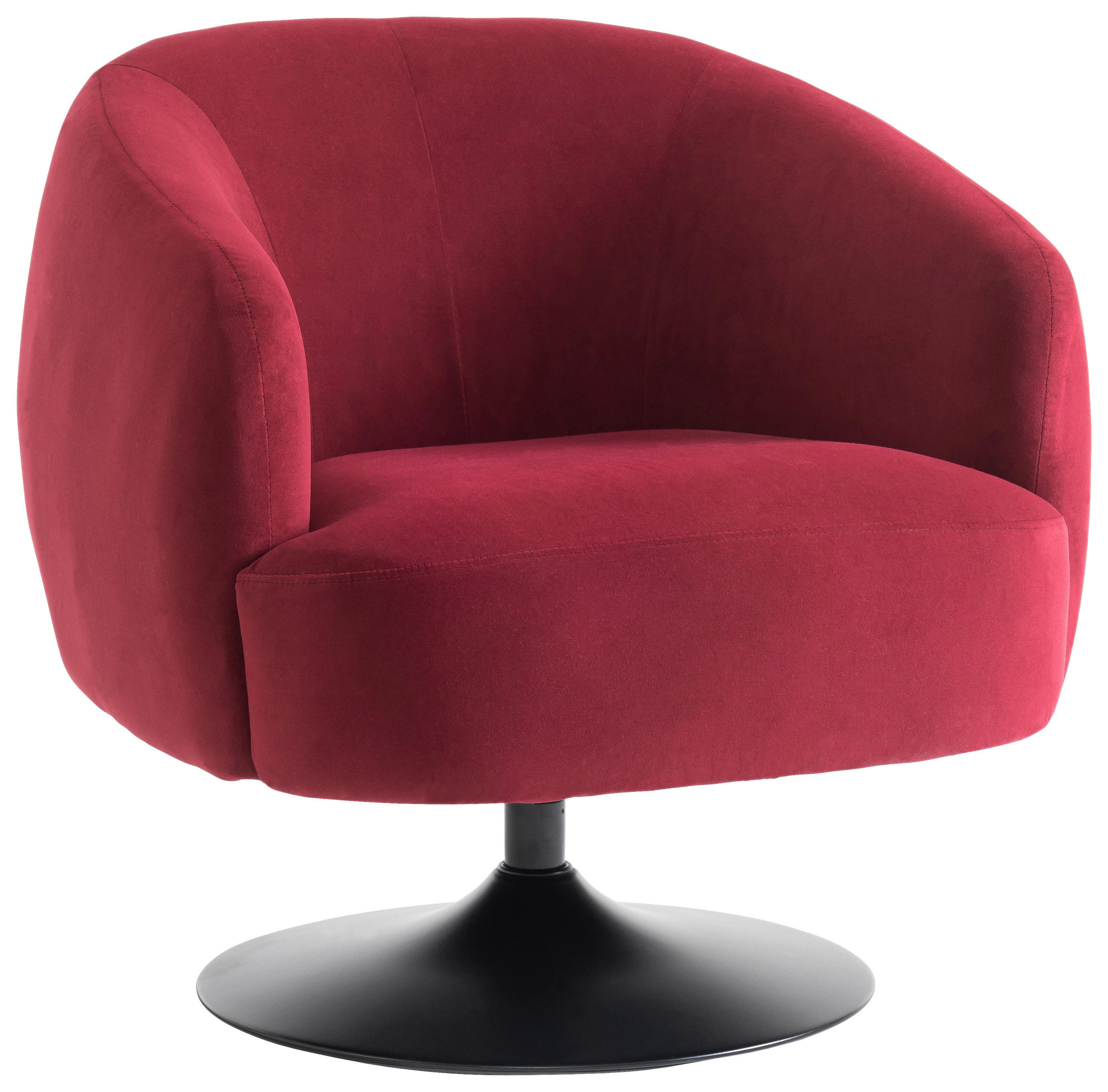 SESSEL Samt Dunkelrot    - Schwarz/Dunkelrot, Design, Textil/Metall (79/65/83cm) - Carryhome