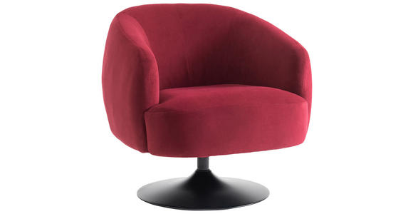 SESSEL Samt Dunkelrot - Schwarz/Dunkelrot, Design, Textil/Metall (79/65/83cm) - Carryhome