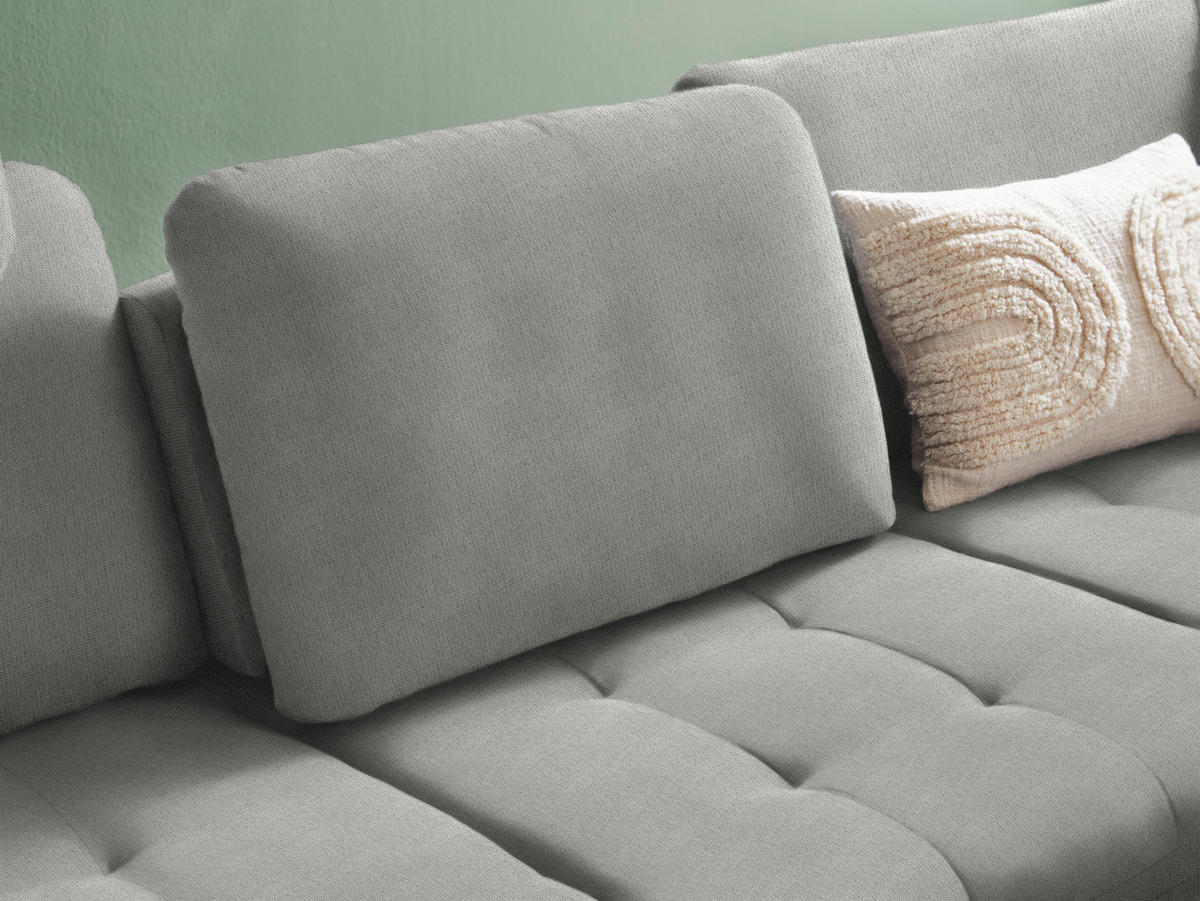 ECKSOFA in Chenille Hellgrau  - Hellgrau/Schwarz, Natur, Textil/Metall (288/233cm) - Valnatura