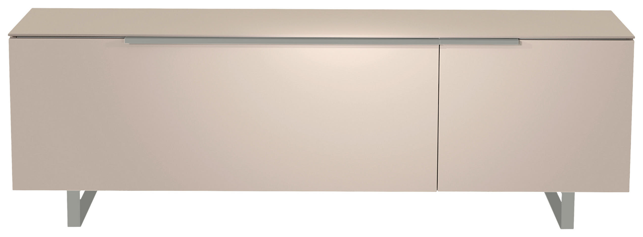LOWBOARD in 160/51/45 cm - Sandfarben/Alufarben, Design, Glas/Holzwerkstoff (160/51/45cm) - Moderano