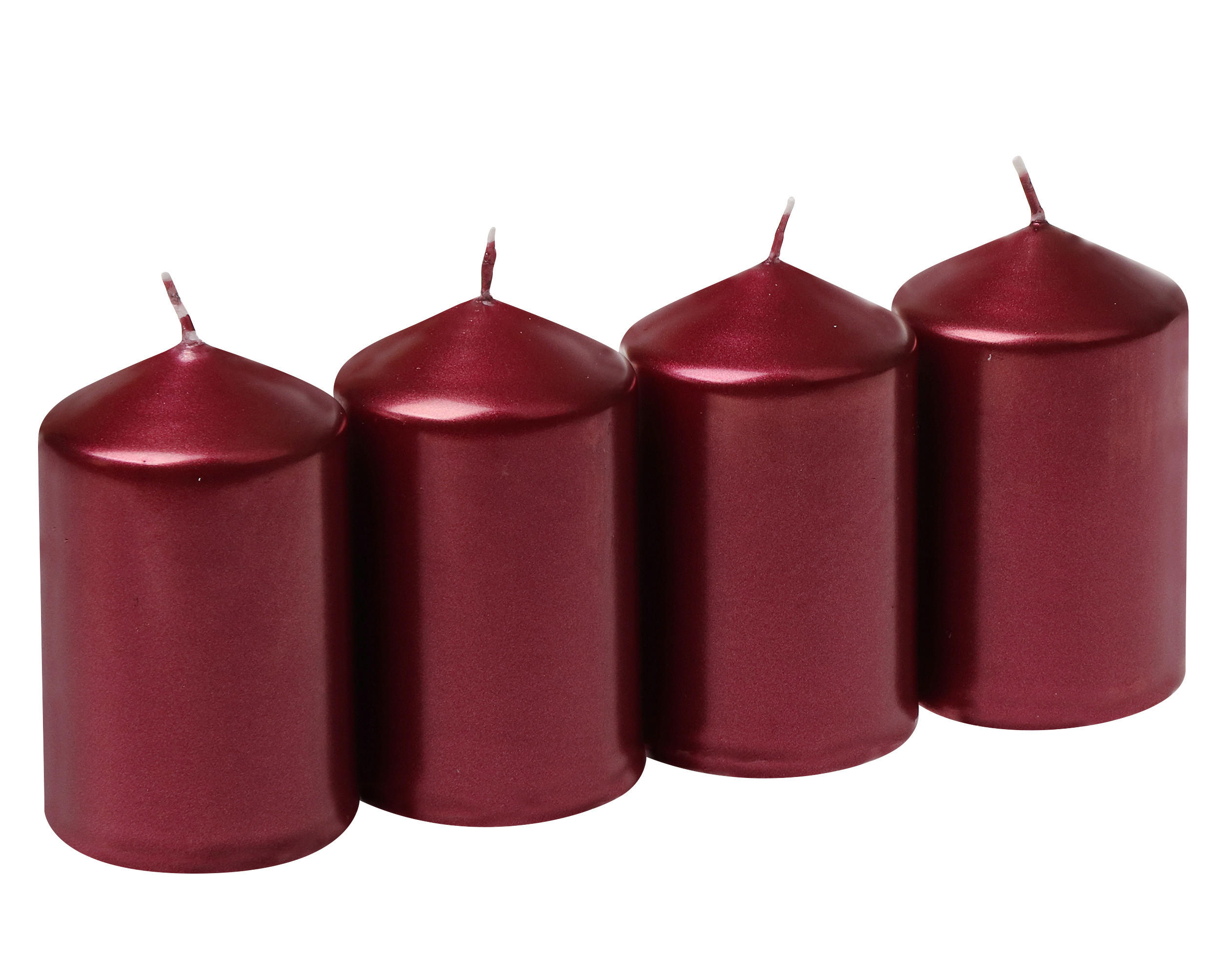 STUMPENKERZENSET - Dunkelrot, KONVENTIONELL, Paraffin (18,8/7,5cm)