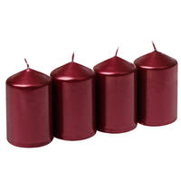 STUMPENKERZENSET - Dunkelrot, KONVENTIONELL, Paraffin (18,8/7,5cm)