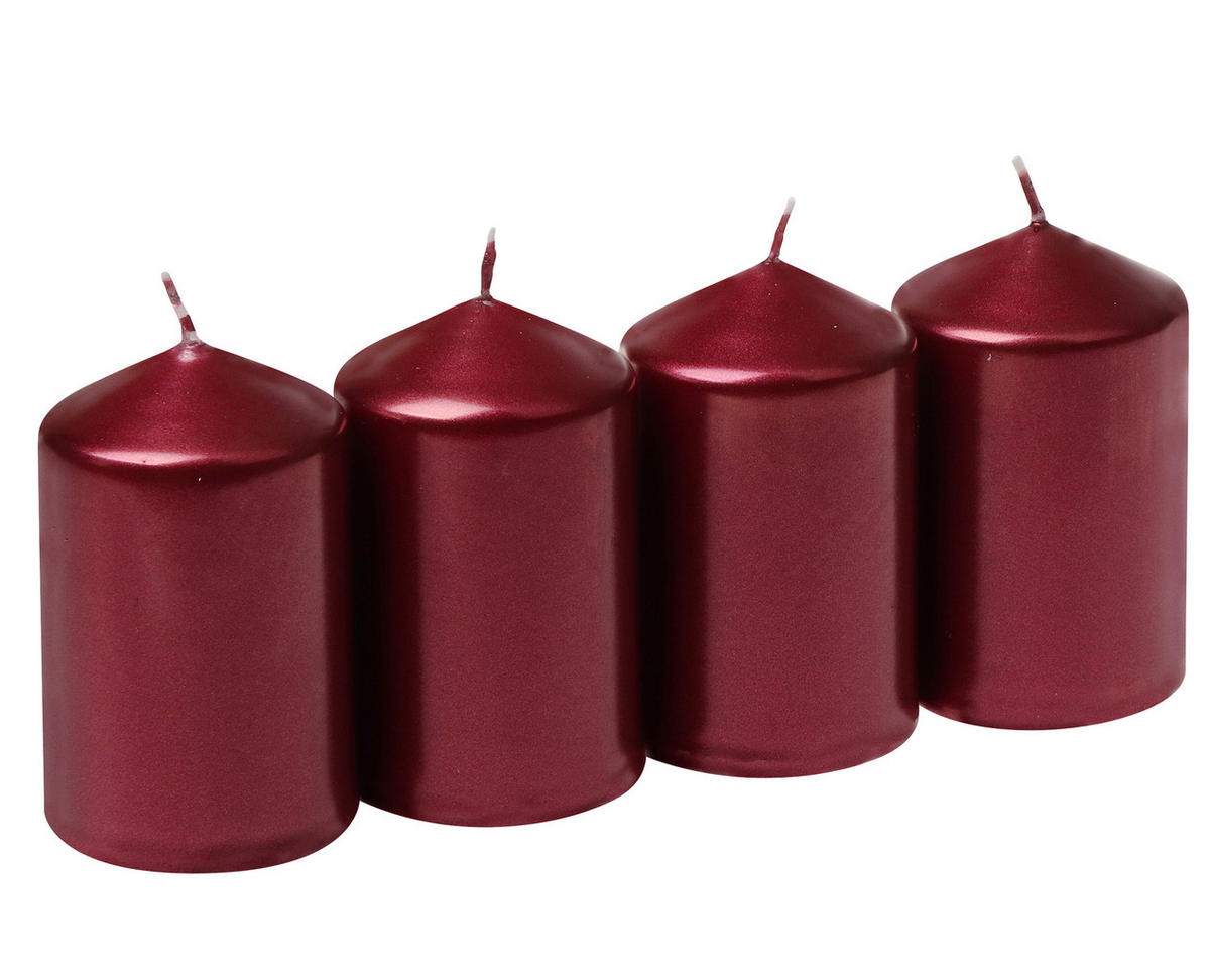 STUMPENKERZENSET - Dunkelrot, KONVENTIONELL, Paraffin (18,8/7,5cm)