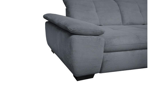 ECKSOFA in Cord Grau  - Schwarz/Grau, Design, Textil/Metall (313/242cm) - Xora