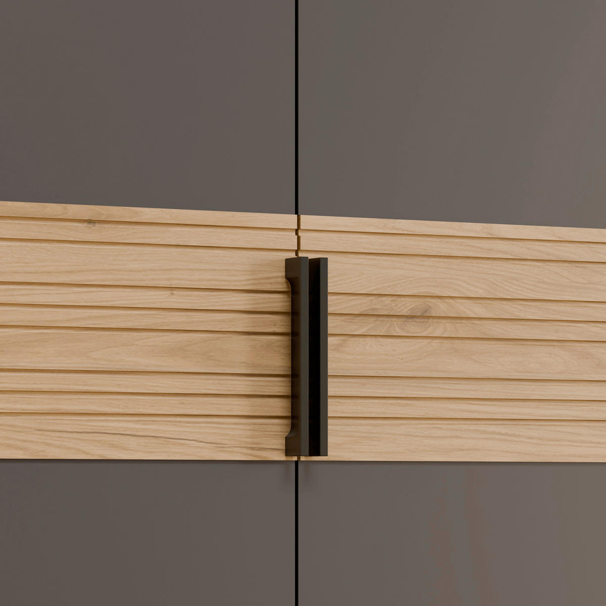 ORMAR S KLASIČNIM VRATIMA siva, prirodne boje   - siva/boje hrasta, Moderno, drvni materijal/metal (265,7/210,5/54,4cm) - Hom`in