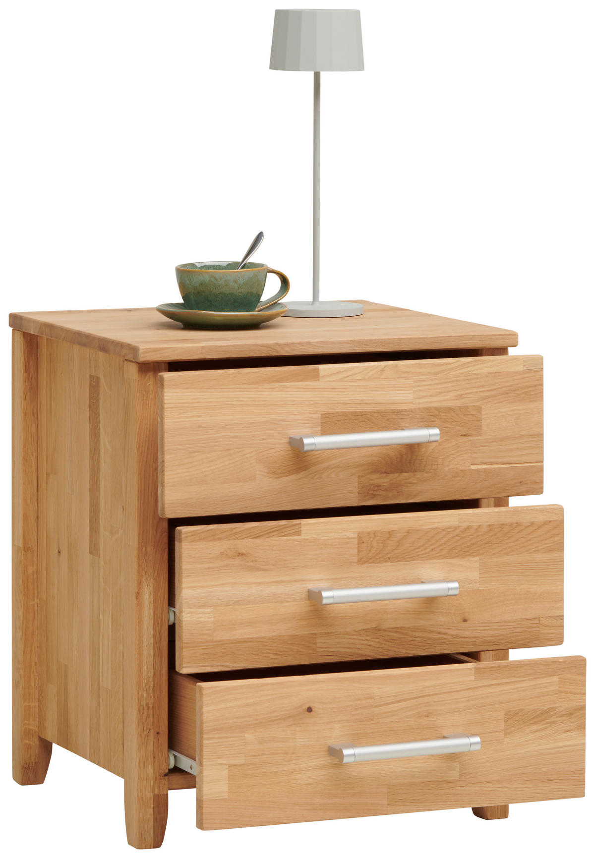 NACHTTISCH 45/55/42 cm  in massiv Wildeiche Eichefarben  - Chromfarben/Eichefarben, Natur, Holz/Kunststoff (45/55/42cm) - Livetastic