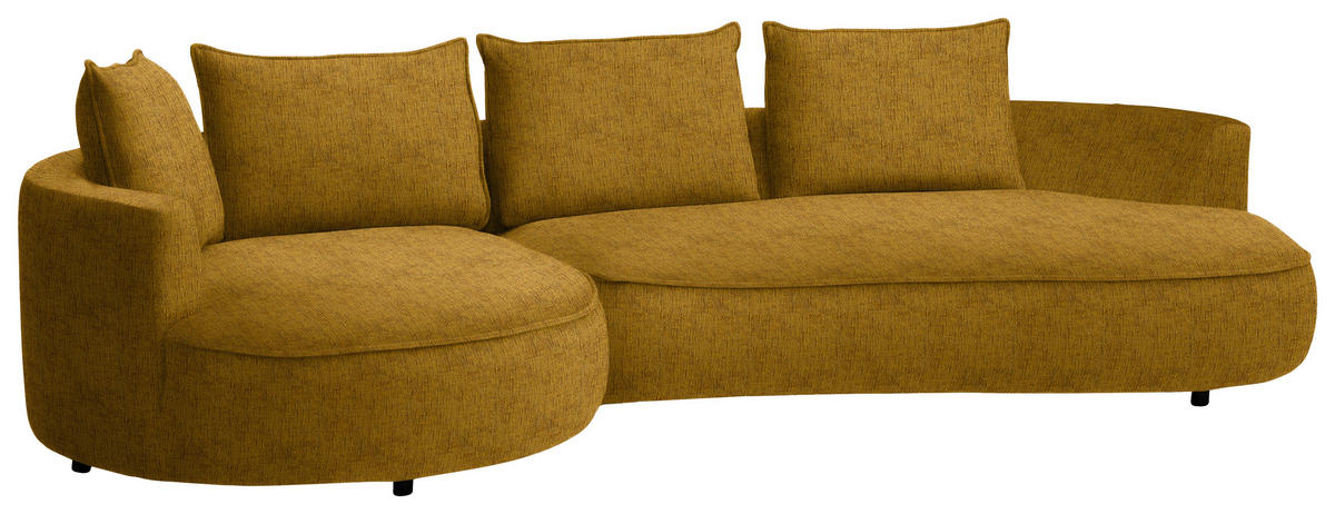 BIGSOFA Chenille Currygelb  - Currygelb/Schwarz, Design, Kunststoff/Textil (154/82/322cm) - home24
