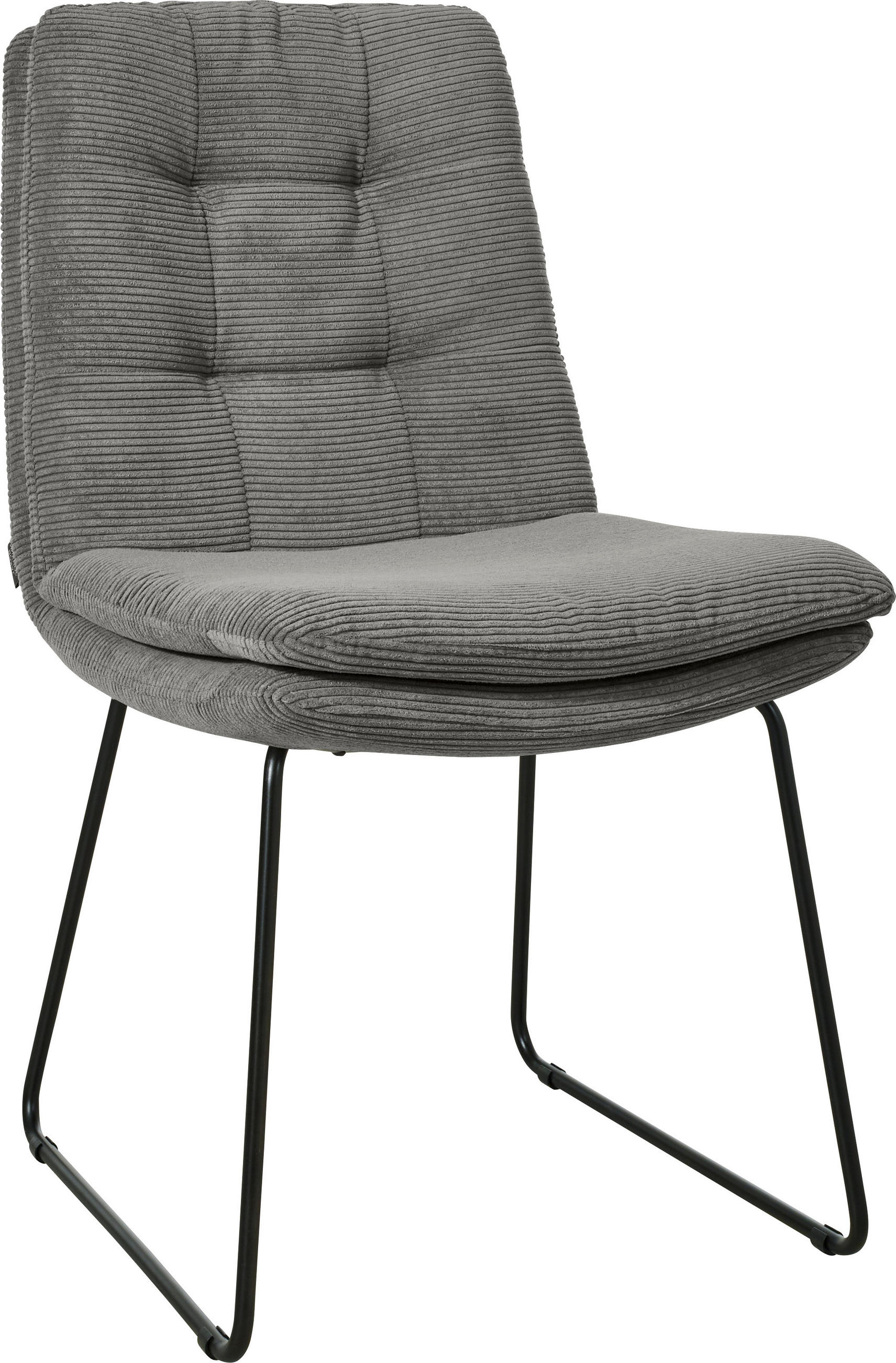STUHL in Cord - Schwarz/Grau, Design, Textil/Metall (49/90/68cm) - Johann Jakob