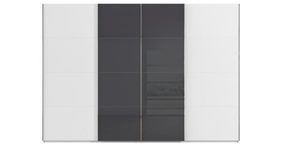 SCHWEBETÜRENSCHRANK 316/223/68 cm 4-türig Schwarz, Weiß - Chromfarben/Schwarz, KONVENTIONELL, Glas/Holzwerkstoff (316/223/68cm) - Novel