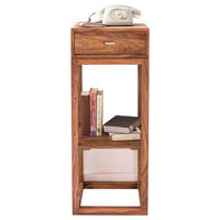 BEISTELLTISCH 35/35/90 cm Sheesham massiv Sheeshamfarben quadratisch  - Silberfarben/Sheeshamfarben, Design, Holz/Metall (35/35/90cm) - MID.YOU