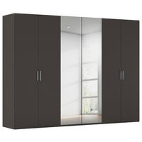 DREHTÜRENSCHRANK 301/235/61 cm,  in Graphitfarben, 6-türig  - Edelstahlfarben/Graphitfarben, Basics, Glas/Holzwerkstoff (301/235/61cm) - Novel