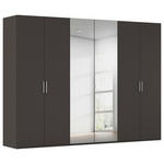 DREHTÜRENSCHRANK 301/223/61 cm,  in Graphitfarben, 6-türig  - Edelstahlfarben/Graphitfarben, Basics, Glas/Holzwerkstoff (301/223/61cm) - Novel