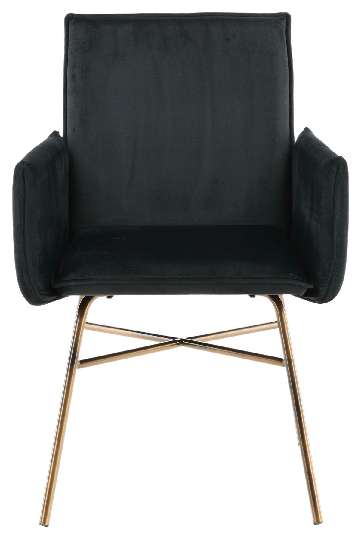STUHL  in Stahl Samt Metall, Textil  - Messingfarben/Schwarz, Design, Textil/Metall (57/87/60cm) - Livetastic